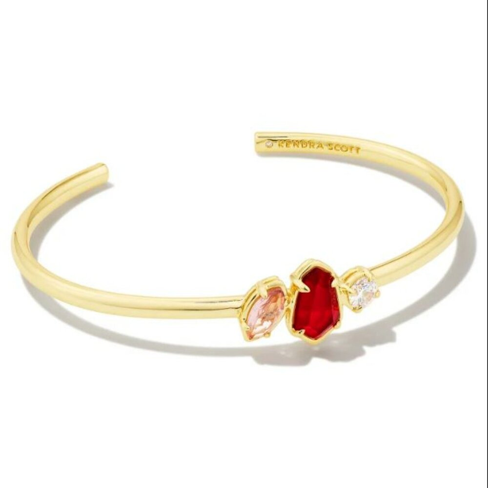 Kendra Scott Alexandria Gold Cuff Bracelet with Red and Pink Mix NWT